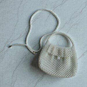 PEARL Beaded Mini Crossbody Bag w/ Detachable Chain